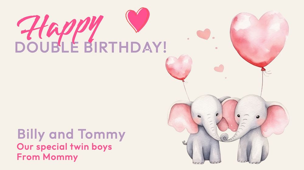 Twins birthday blog banner template