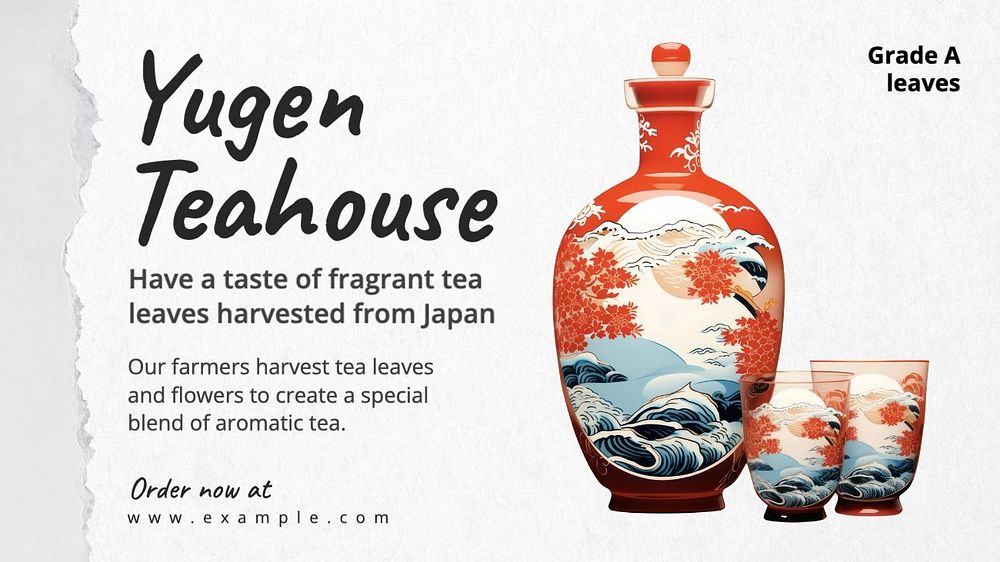 Teahouse cafe ad blog banner template