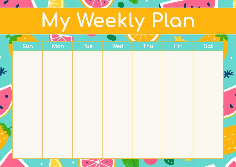 Weekly plan schedule template