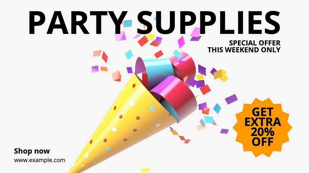 Party supplies blog banner template