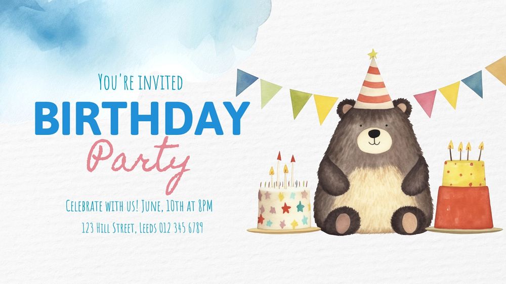 Birthday party blog banner template