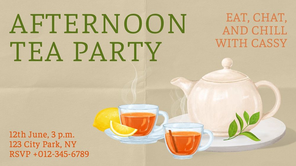 Afternoon tea party blog banner template