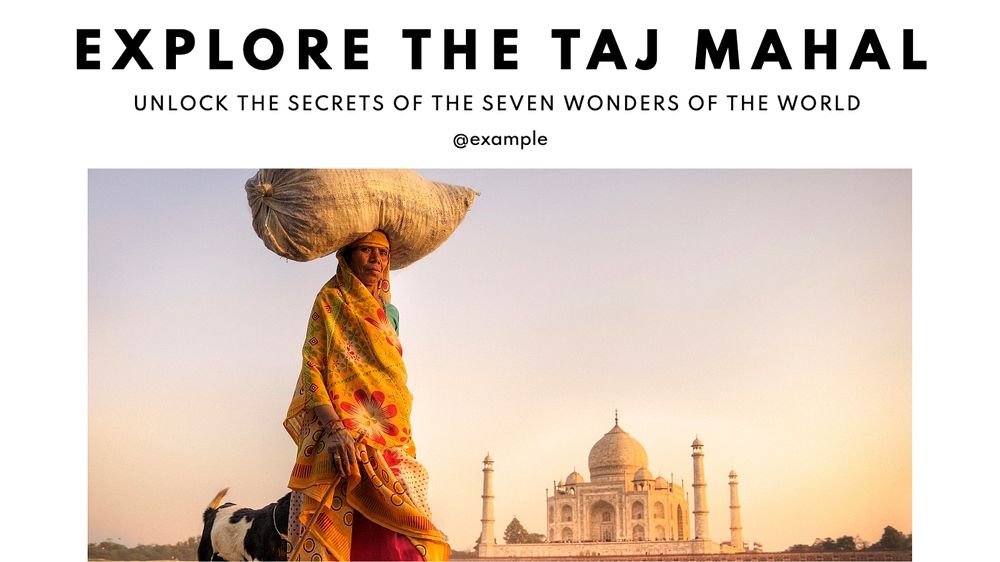 Taj Mahal, India blog banner template