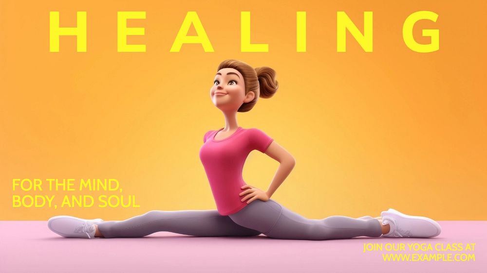 Healing, yoga class Facebook cover template