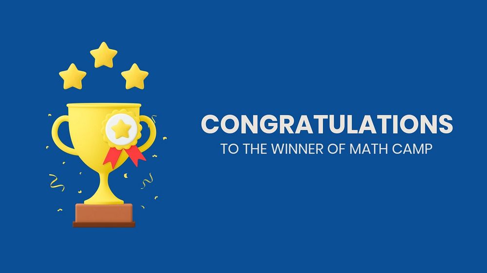 Gold trophy blog banner template, 3D rendering design