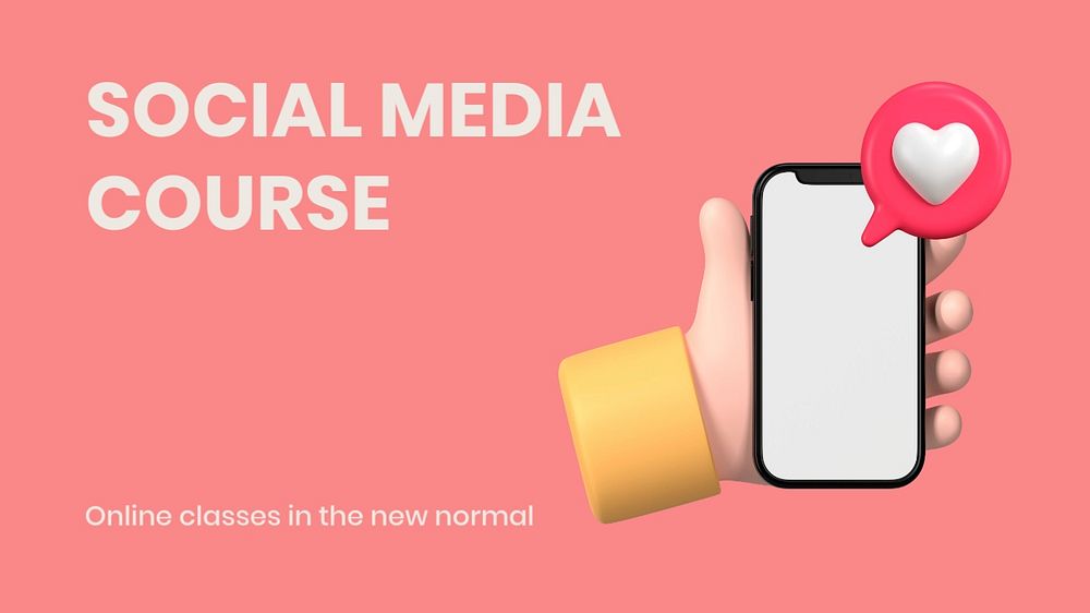 Cute social media presentation template, 3D design