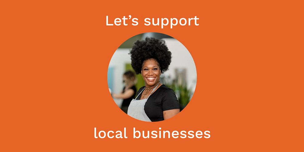 Local business Twitter post template, woman photo 
