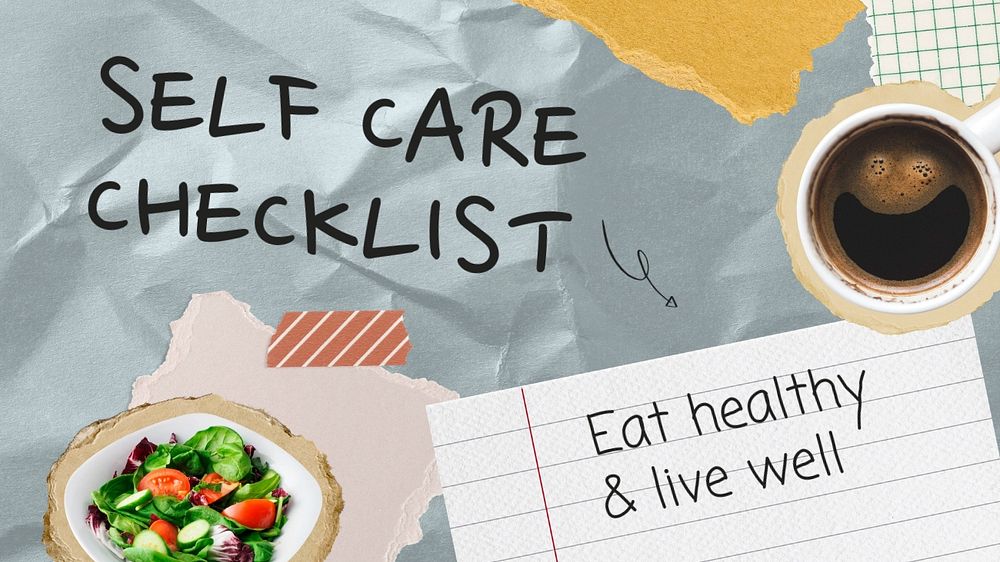 Healthy food ppt presentation template, paper collage design