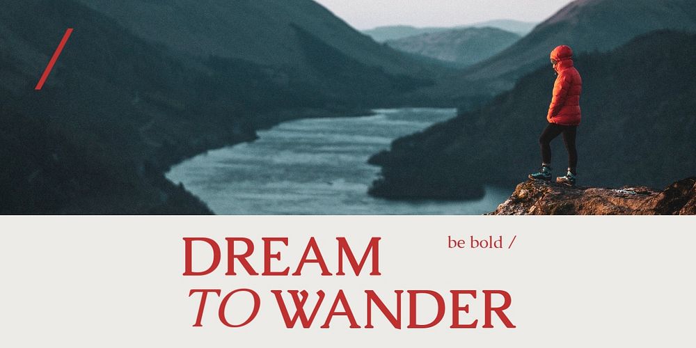 Adventurous travel Twitter post template, solo trip