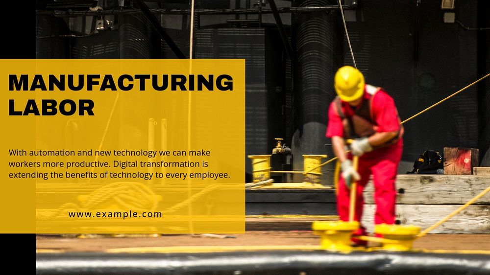Manufacturing labor PowerPoint presentation template, industry editable text