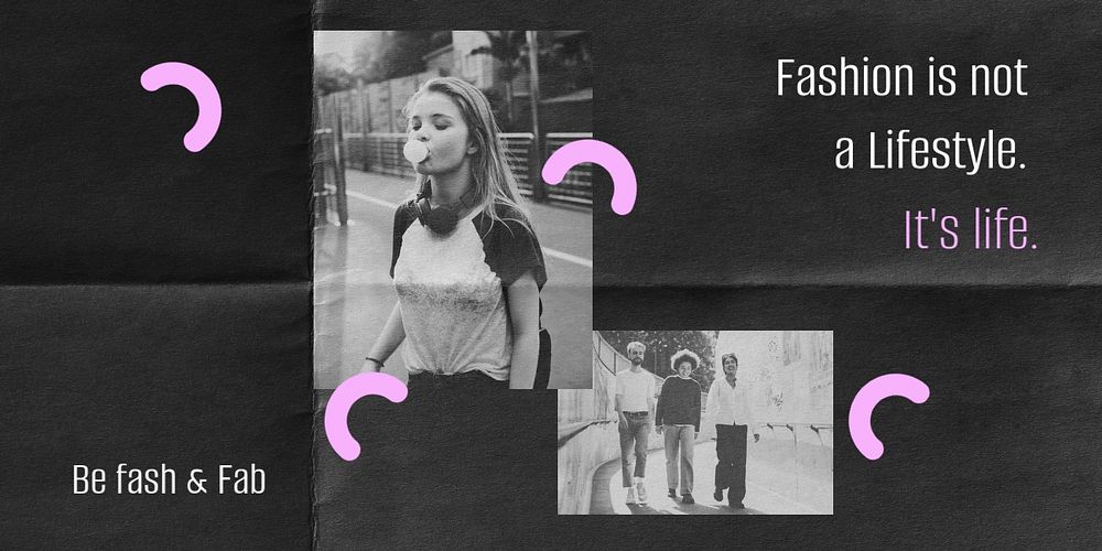 Fashion collage Twitter ad template, cute memphis design