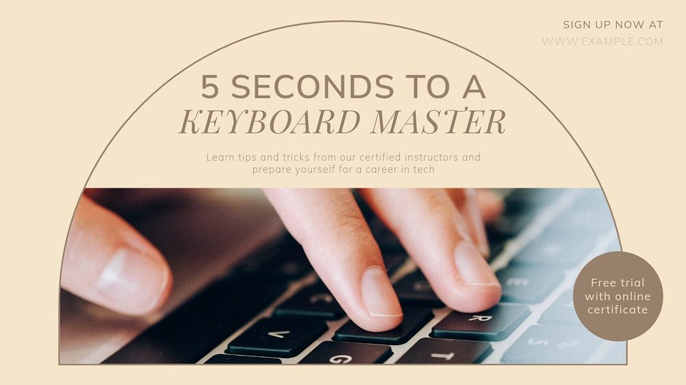 Keyboard online class blog banner template, editable design