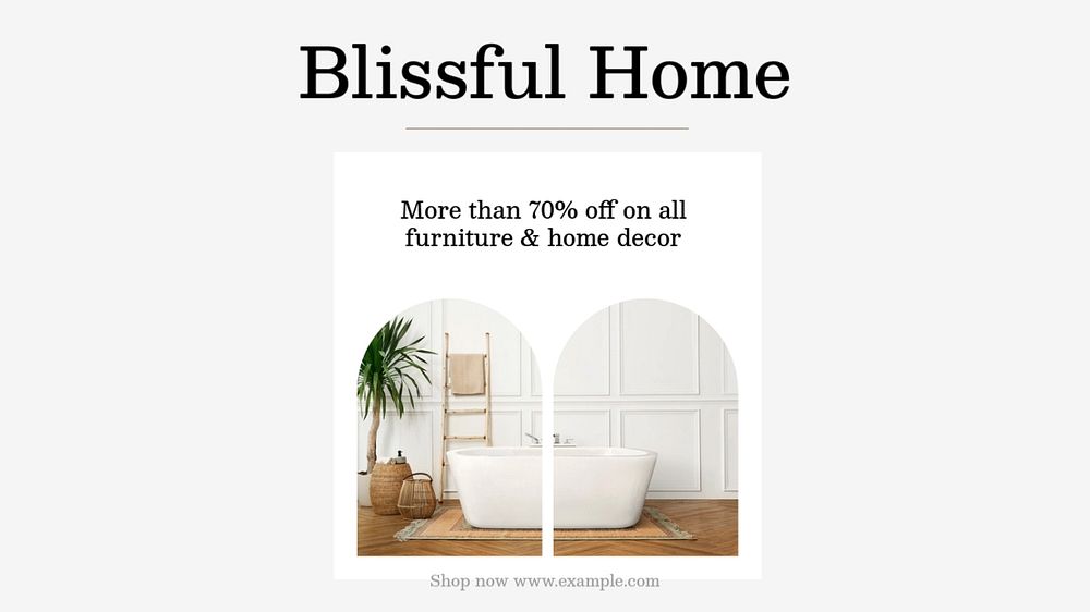 Blissful home blog banner template, editable text