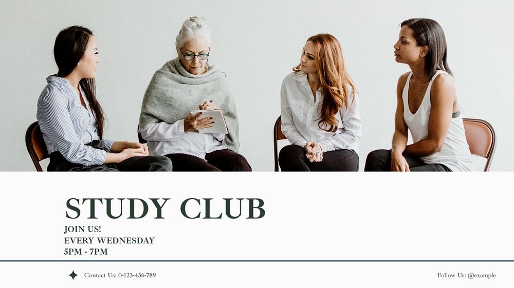 Study club blog banner template, editable text