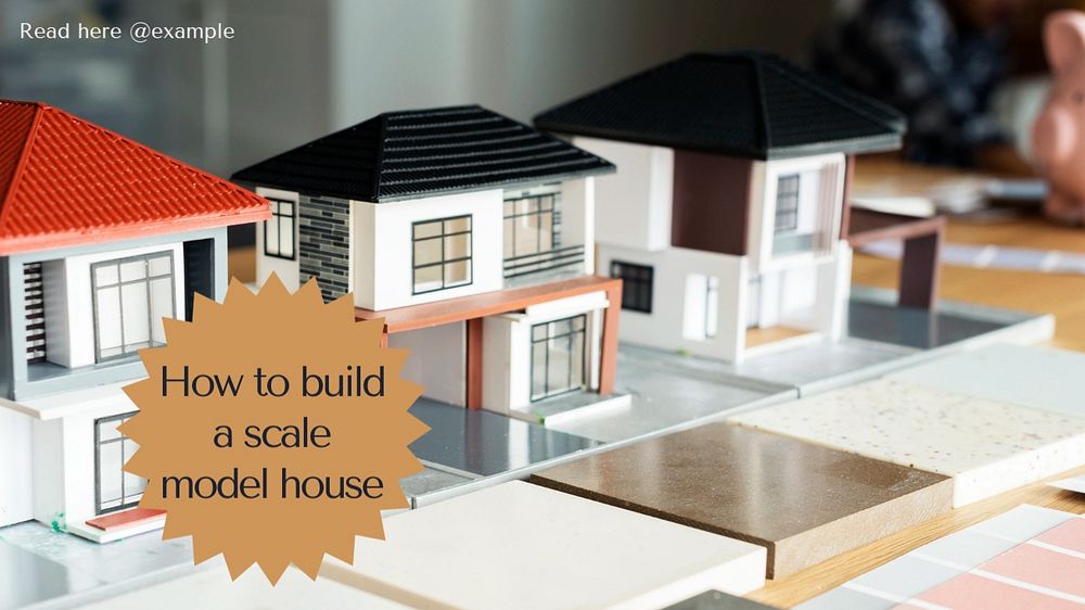 Model house blog banner template, editable text