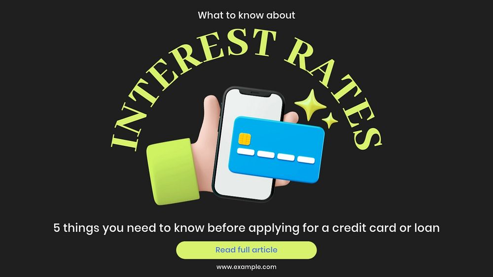 Interest rates blog banner template, customizable design