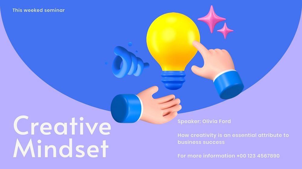 Creative mindset seminar blog banner template, customizable design