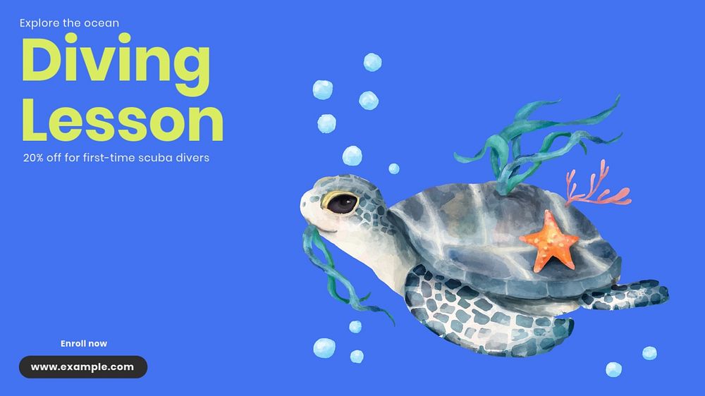 Diving school blog banner template, customizable design