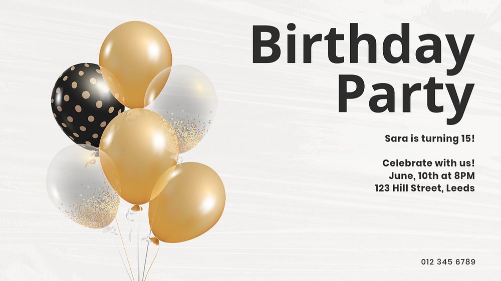 Birthday party blog banner template, customizable design