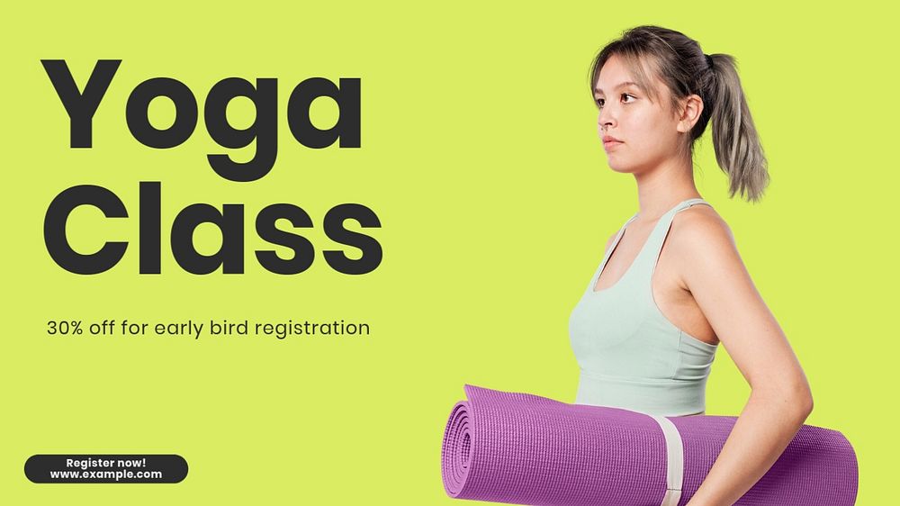 Yoga class blog banner template, customizable design