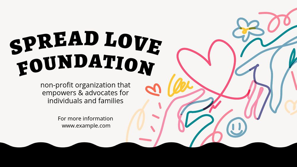 Spread love foundation blog banner template, funky editable design