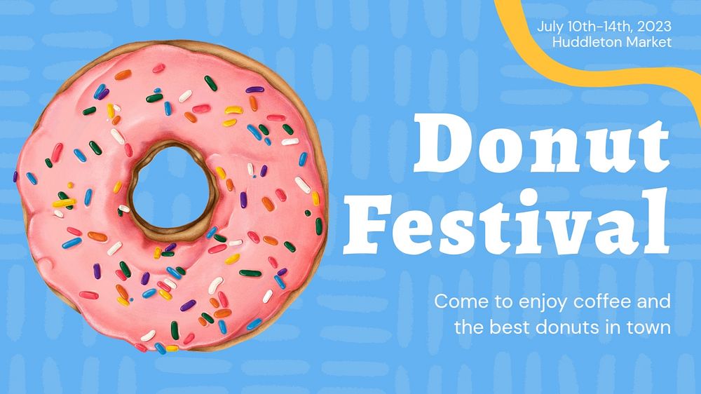 Donut festival blog banner template, funky editable design