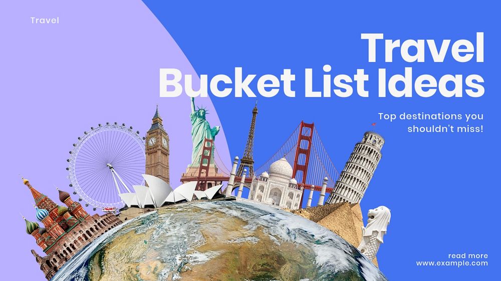 Travel bucket list blog banner template, customizable design