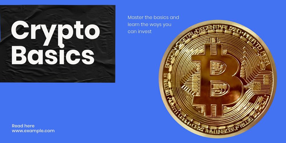 Crypto basics Twitter ad template, editable design