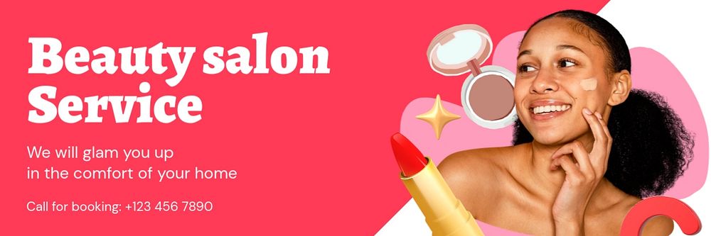 Beauty salon service email header template, customizable design