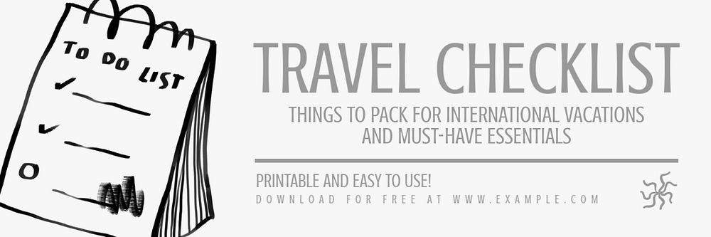 Travel checklist email header template, editable text & design