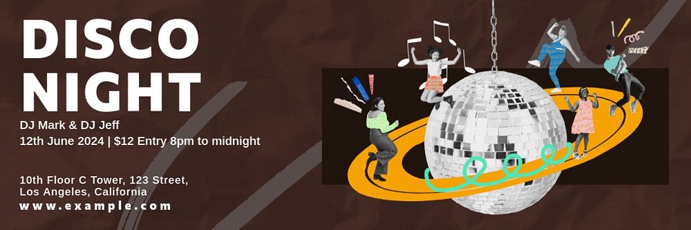 Disco night Twitter header template, customizable design