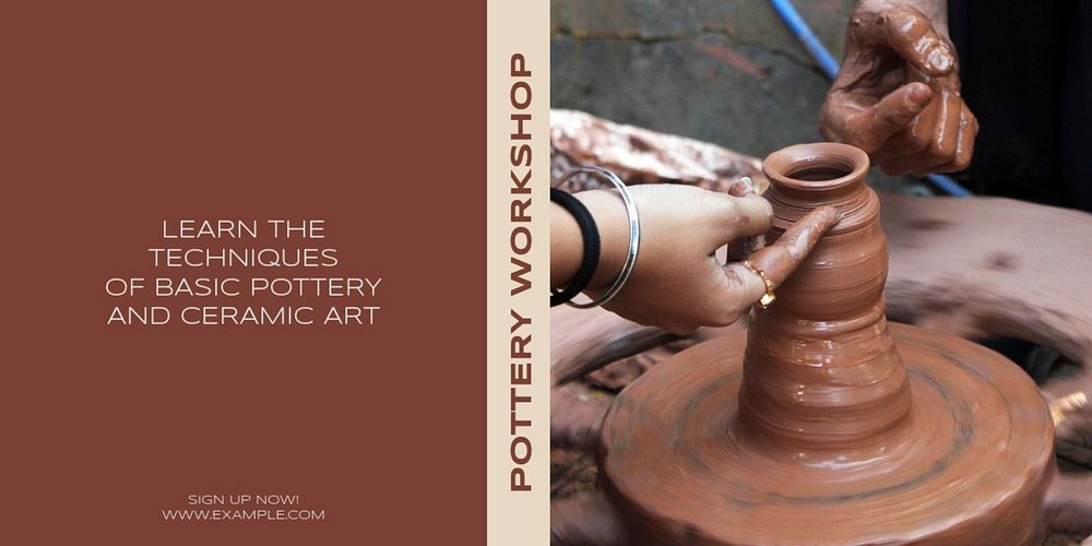 Pottery workshop Twitter ad template, editable text & design