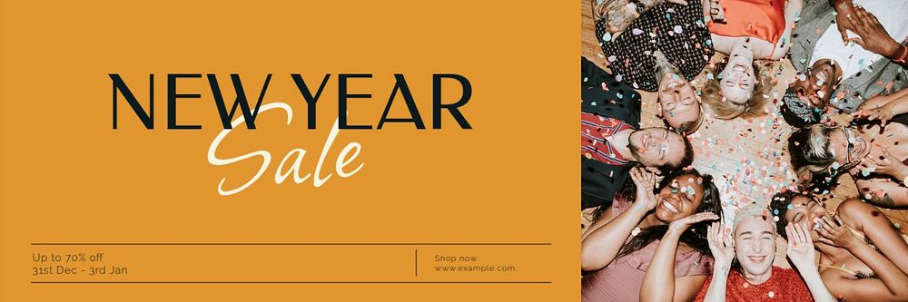 New Year sale email header template, editable design