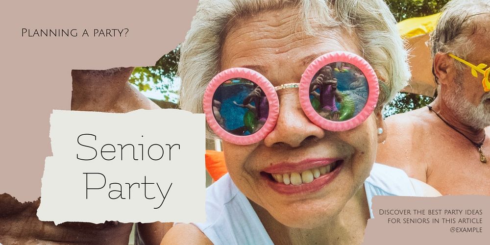 Senior party Twitter ad template, editable text & design