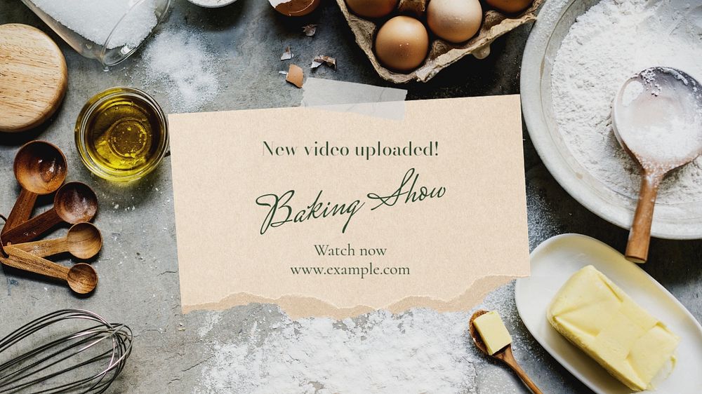 Baking show blog banner template, editable text