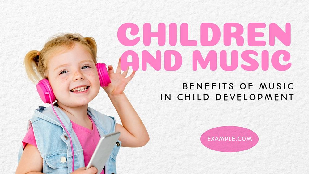 Children and music blog banner template, editable text