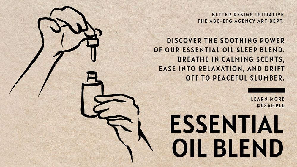 Essential oil  blog banner template, editable text