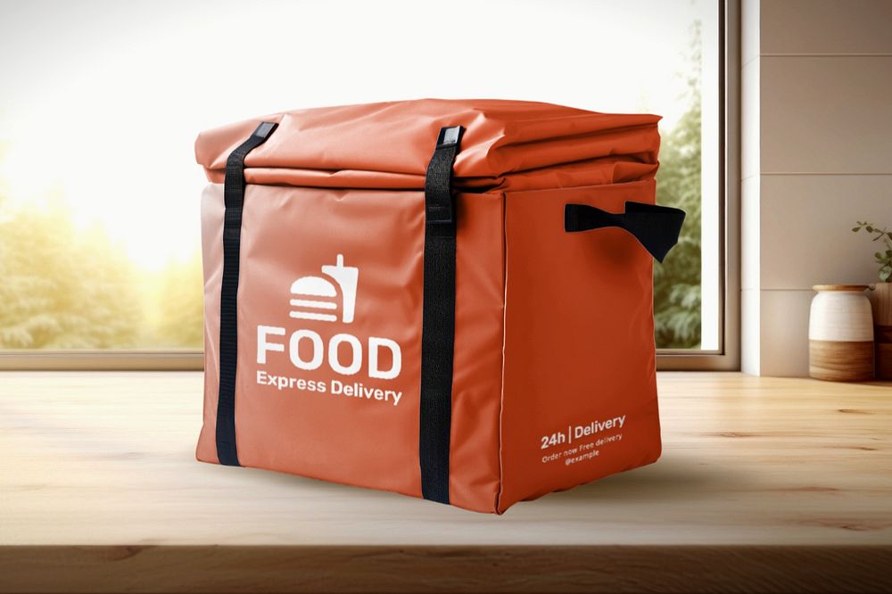 Food delivery bag editable mockup