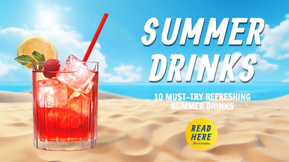 Summer drinks  blog banner template