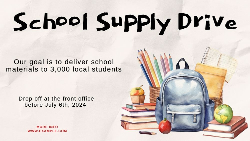 School supply drive blog banner template