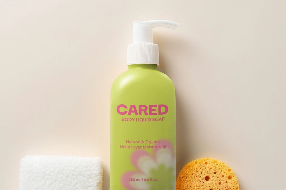 Liquid soap bottle editable mockup