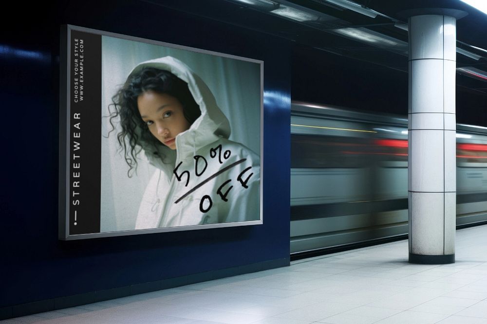 Subway billboard sign editable mockup