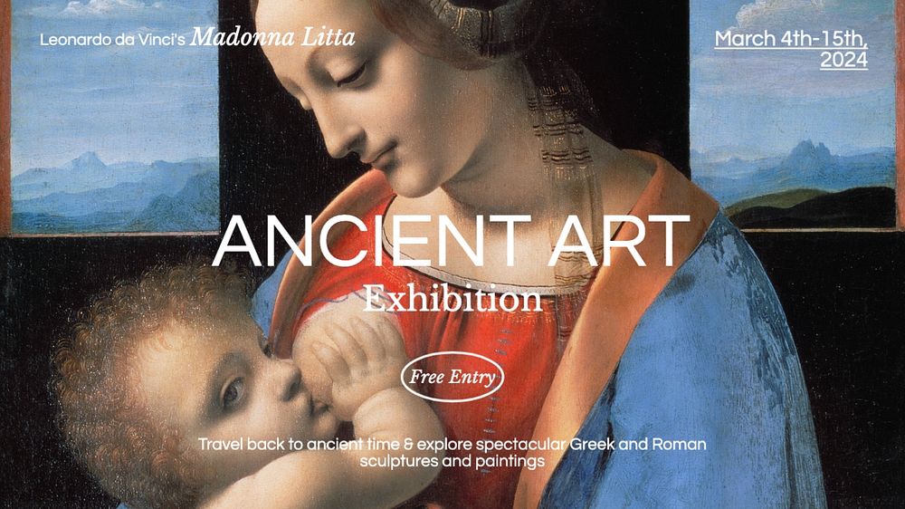 Ancient art exhibition blog banner template