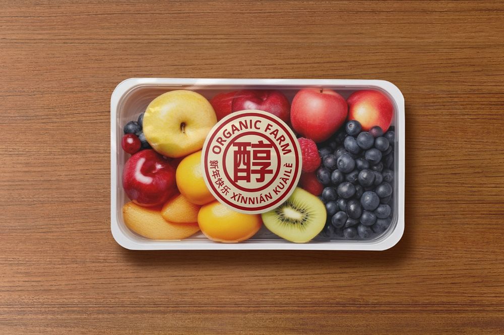 Fruit box sticker label mockup, editable design