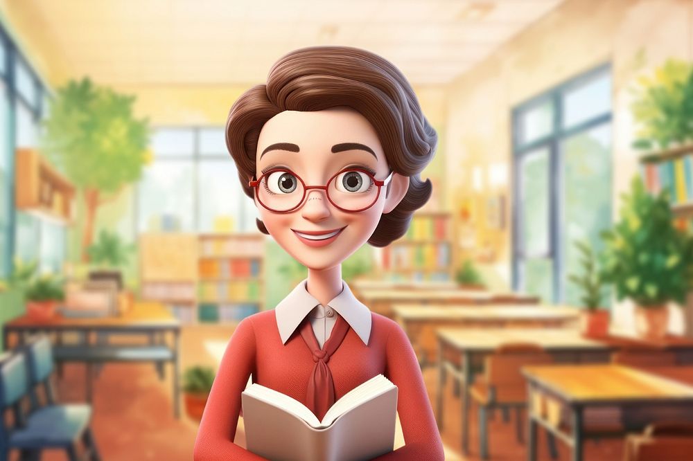 3D female teacher in class editable remixed by rawpixel