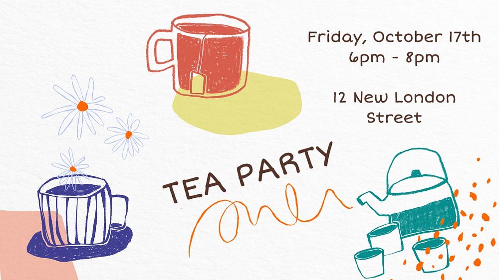 Tea party invitation blog banner template