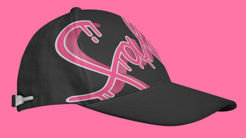 Baseball cap mockup, pink street design