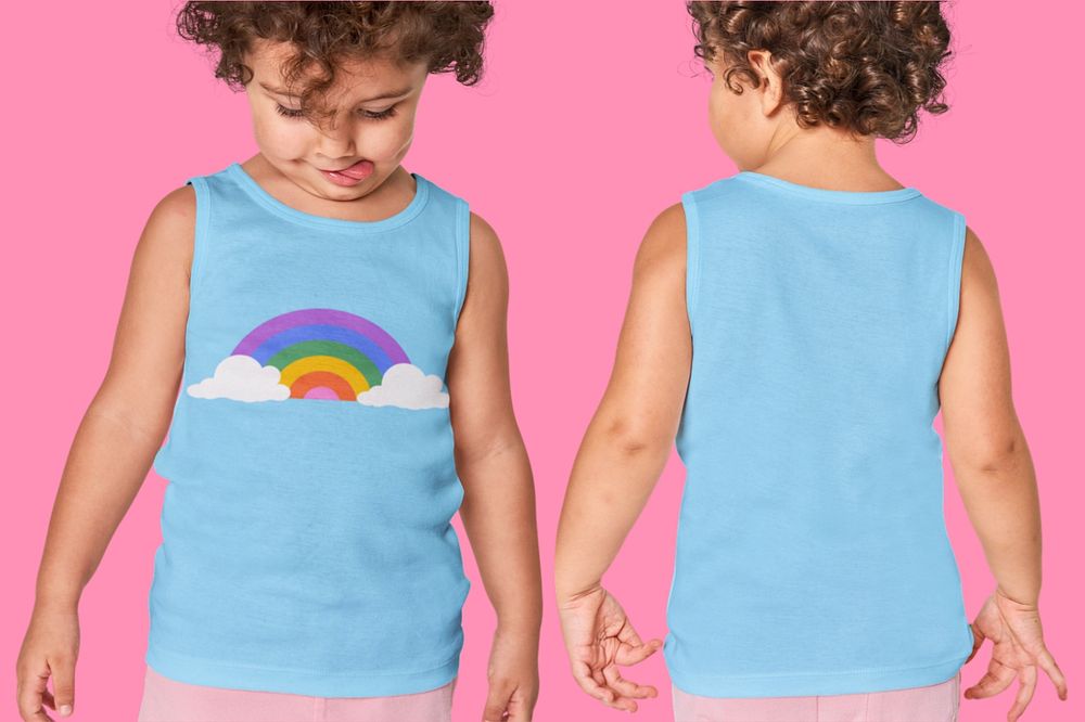 Kid's tank top mockup, editable apparel 