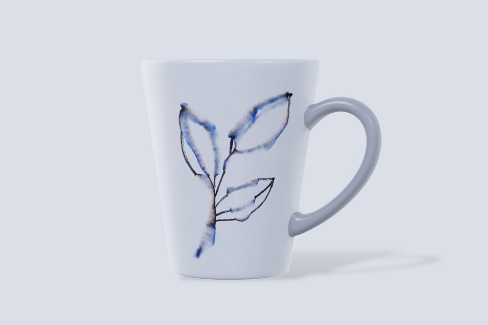 Ceramic coffee mug mockup, leafy design