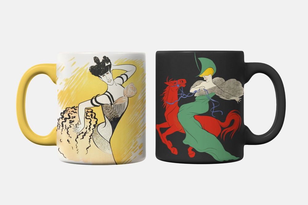 Ceramic coffee mugs mockup, vintage fashion product design
